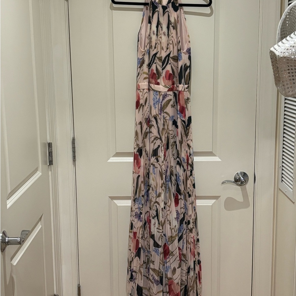 Ted Baker Size 2 Floral Halter Maxi Jumpsuit in Blush Pink